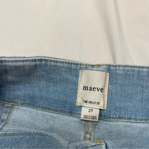 Anthropologie Maeve The Colette Sparkle Rhinestone Wide Leg Cropped Jeans 27 - Picture 7 of 9